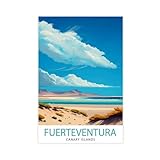 Fuerteventura - Póster de viaje de Islas Canarias, póster de lona para decoración de dormitorio, oficina, habitación, regalo, 60 x 90 cm