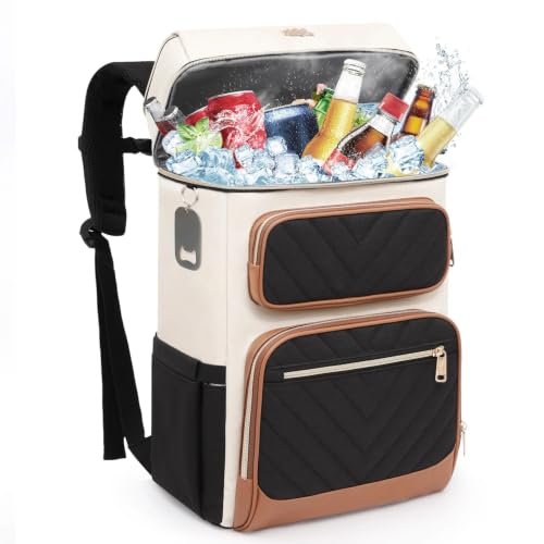 Image of Backpack Cooler Insulated Leakproof, Soft Cooler for Outdoor Camping Hiking | 7.5x13x18in, leakproof liner, waterproof oxford, multi pockets, wine opener, for camping hiking picnic fishing