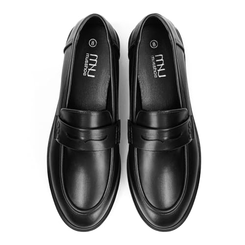 Image of MUSSHOE Loafers for Women Platform Chunky Comfortable Slip-On Womens Loafers Fashion Business Work Dressy Casual Shoes