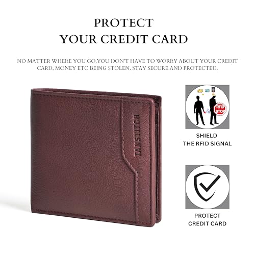 Image of TANSTITCH Slim Leather Wallet || Compact, Minimalist & Thin Wallet || RFID Protected (Cherry)