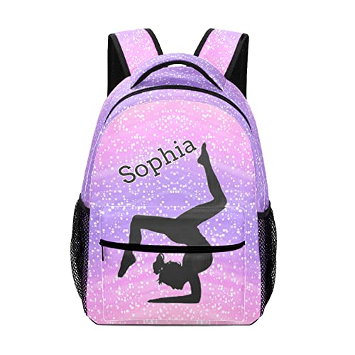 Girl_s Gymnastics Watercolor Personalized Backpack Waterproof Bags for Girls Boys Gift with Name