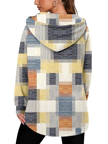 onlypuff Women Hoodie Pullover Trendy Quarter Zipper Lapel Sweatshirts Drawstring Cute Hooded Tunic Tops with Side Pockets