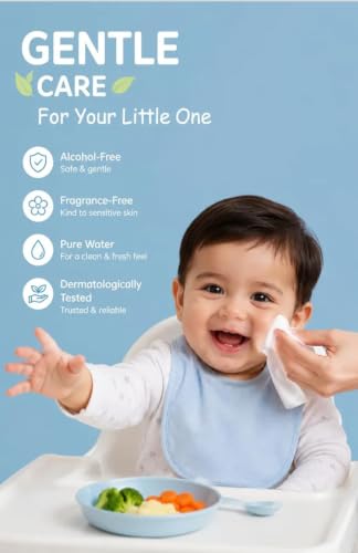 Image of ​Mini Wet Wipes for Kids and Adults (64 Count, 8 Packs of 8) - Portable Pocket Size Water Tissues, Alcohol & Fragrance Free, Sensitive Skin Safe Travel Wipes for Hand and Face Cleansing