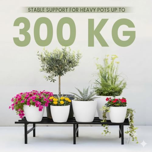 Image of IRON LANDS Metal Pot Stand 72x22x20 Cm | Rust-Proof Matte Powder-Coated Pot Stand for Big Size Plants | Supports Up to 300 Kg| Ideal for Garden Balcony, Outdoor and Indoor Plant Display