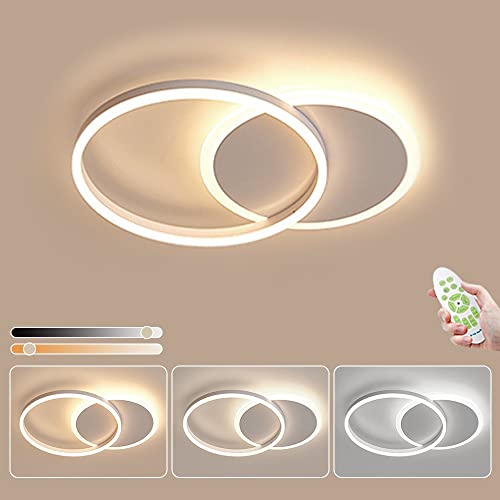 Luz De Techo LED, lámpara de techo LED de aluminio con anillo de 36W 3200LM, control remoto regulable 3000K-6000K, plafón para sala de estar, dormitorio, habitación infantil, 55 × 40 × 6, blanco Cover