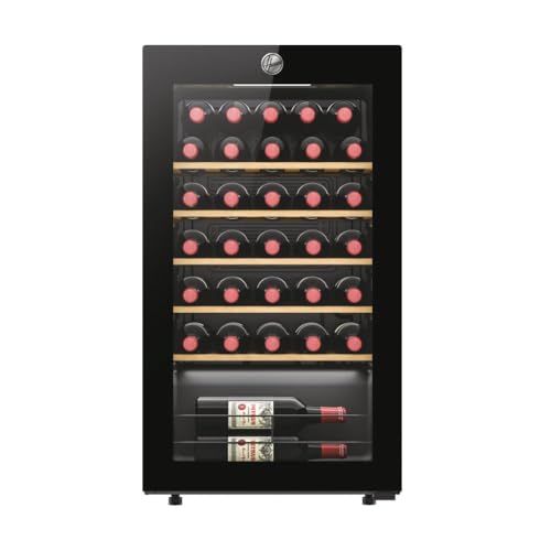 Hoover, Cantina Vino HOWC034, Wine Bank, 34 bottiglie, 37dB, Connessa, Nero, Cantinetta Vino 34 Bottiglie, Nero, AxLxP 85x47,5x45,6 cm [Classe di efficienza energetica G]