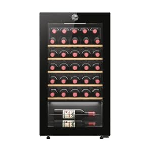 Hoover, Cantina Vino HOWC034, Wine Bank, 34 bottiglie, 37dB, Connessa, Nero, Cantinetta Vino 34 Bottiglie, Nero, AxLxP 85×47,5×45,6 cm [Classe di efficienza energetica G]