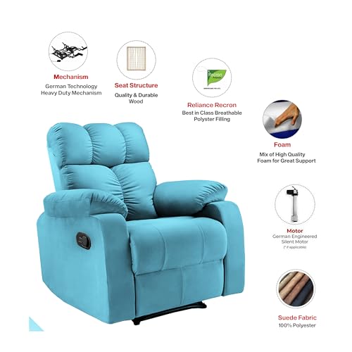 Image of Little NAP Recliner Sofa | 1 Seater | 1 Year Warranty | Recliner Chair | 1 Seater Sofa Chair |1 Seater Helios Single Seater Manual Recliner for Living Room (Tarquoise,DIY)
