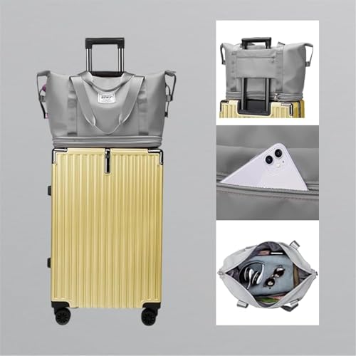 Image of Yatee Foldable Trolley Travel Bag with Wheels for Women & Men, Expandable Rolling Duffel Bag, Large Capacity Lightweight Luggage, Waterproof Carry Tote with Detachable Wheels for Travel