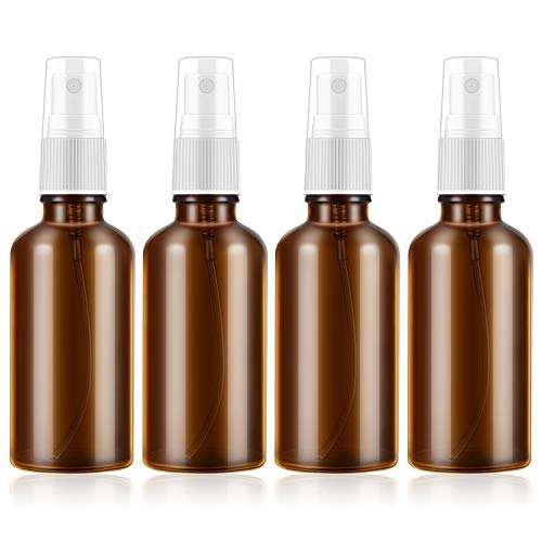 Preisvergleich Produktbild Funxim 4 Alkohol Sprühflasche aus Braunglas Zerstäubereffekt Füllmenge 50 ml Apotheker, Fingerzerstäuber Sprühflaschen Pumpsprüher kleine Glasflaschen Parfümzerstäuber