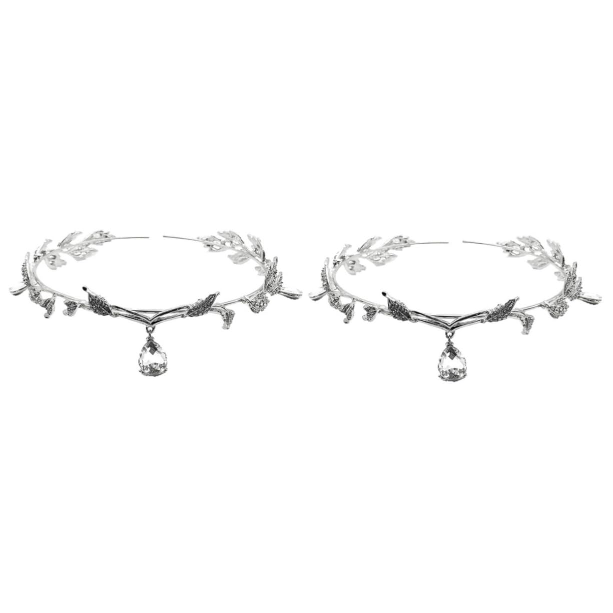 FOMIYES 2 Piezas Diadema Con Hojas De Cristal Retro Tiara De Princesa Ornamento De La Vendimia Boda Nupcial Flor Nupcial Decoración De La Frente Novia Aleación De Zinc Lámina