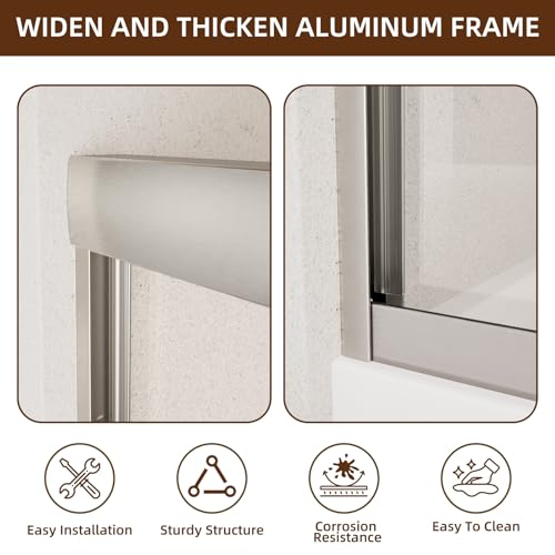 Image of Royal Guard Double Sliding Shower Door,44-48 inch W x 70 inch H,Brush Nickel