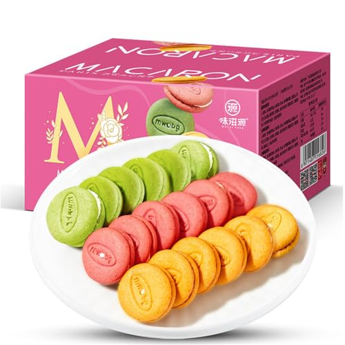 WSYLS - Biscuits Macarons, Fourrage Croustillant, Sucré Et Délicieux, Pâtisseries Multi-saveurs 500g