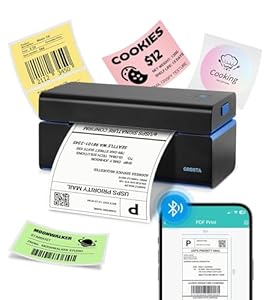 ORGSTA DHL Etikettendrucker Thermodrucker Selbstklebend Labeldrucker Versandetiketten Drucker 4x6 Kabelloser Bluetooth 20–110 mm Label Printer für PC und Smartphone Versand, DHL, UPS