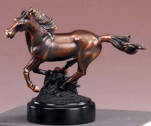 Equestrian Galloping Running Horse Statue - Figurine with Bronze Finish