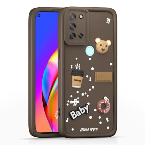 Image of Bintage Ball Bear| Donut| Milk Cake| Baby| Coffee Rubber Case Full Body & Camera Protection Back Cover Compatible for Realme C17 / Realme 7i 4G - Brown