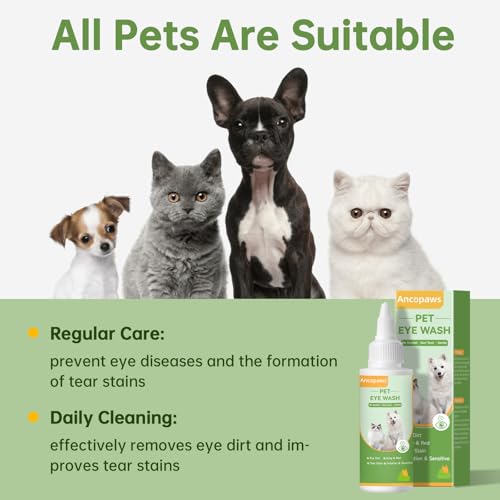 Ancopaws Eye Drops for Dogs & Cats: Pet Eye Wash to Soothe Allergy & Irritation - Dog Eye Drops to Relieve Dry Eyes Pink Eyes - Pet Tear Stain Cleaner - Suitable for All Animals - Thumbnail 5