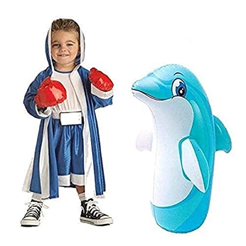 Image of Dolphin Hit Me Inflatable Toy for Water Filled Base BOP for Toddlers PVC Punching Bag for Kids(Multi Color)(1 PIS)