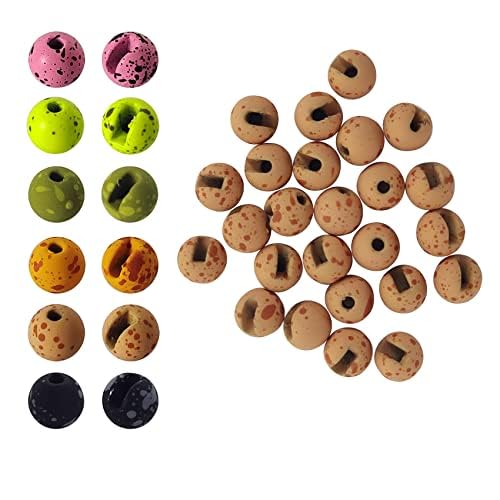 Aventik Mottled Tactical slotted tungsten beads 25pcs Think Fast Think Deep Beads Fly Tying Materials Lure Jig 6 Colors / 5 Sizes for Fly Fishing