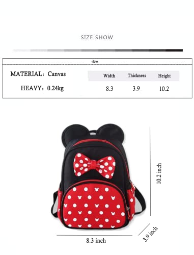 Cute Mini Backpacks, Red Cartoon Bag, Mouse Ears Bowknot Travel Daypack #TOP1