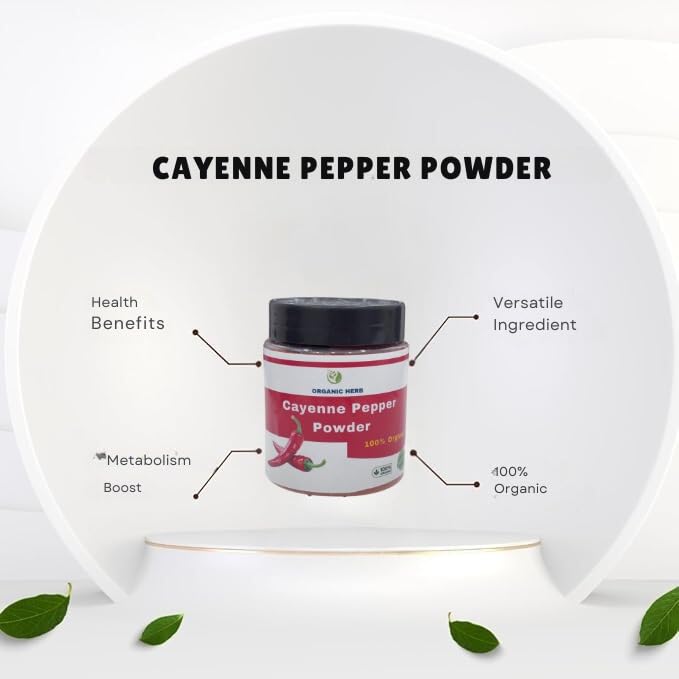 Image of Organic Herb Cayenne Pepper Powder | Finely Ground Red Pepper Powder for Seasoning, Cooking, Marinades, Sauces & Everyday Kitchen Use (1kg)