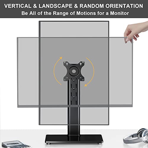 Single Computer Monitor Stand For 13-32 Inch Screen, Height Adjustable Monitor Stand, Free Standing Monitor Desk Stand With Swivel, Tilt And Rotation Vesa Mount, Black #TOP2
