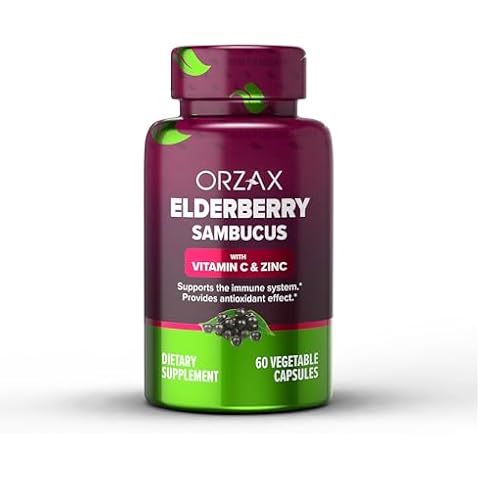 ORZAX Elderberry Capsules - Immune Support Supplement with Elderberry Vitamin C and Zinc - Antioxidants Supplement for Women and Men (60 Vegetable Capsules) Cover