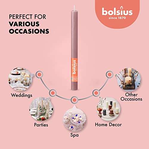 Bolsius 16 Ash Rose Rustic Household Candles - 10.5 Inch - Premium European Quality - 13 Burn Hours - Natural Eco-Friendly Plant-Based Wax - Unscented Dripless & Smokeless Party & Décor Candlesticks #TOP7