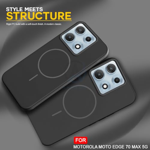 Image of AESTMO Shockproof Back Case Cover for Motorola Moto Edge 70 Max 5G | Slim Hard Shell | Hard Back Cover for Motorola Moto Edge 70 Max 5G (Compatible with MagSafe Accessories, Black)