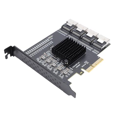 VBESTLIFE Adaptateur PCIE vers SFF 8087, 4 Ports Mini SAS SFF 8087 6Gbps 16 Ports SATA 3.0, Prise en Charge NCQ et AHCI, pour Wins, pour Linux