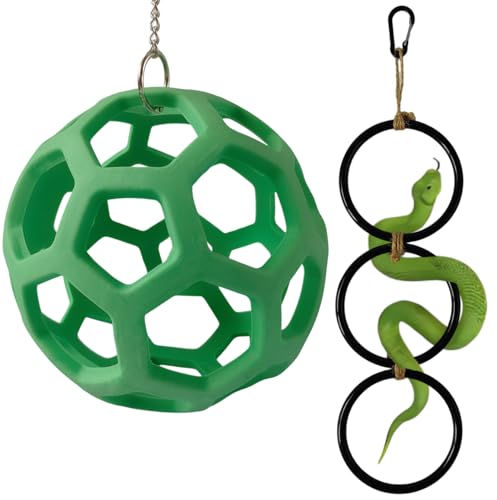 Ajqxh Snake Enrichment Toys Ball Jungle Gym Ball and Enrichment Rings for Small Ball Python Corn Snakes Reptiles Climbing Toy Snake Exploring&Climbing Accessories