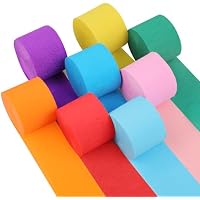 8 rollos de papel crepé colorido, cinta decorativa, serpentinas