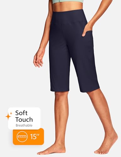 Image of ISEEGZ 15 inch / 18 inch / 21 inch / 25 inch Capri Pants for Women High Waist with Pockets Women's Capris Workout Yoga Pants Loose Straight Leg