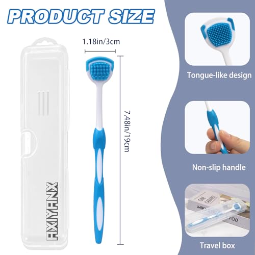 e Scraper and Brush for Adults, 5-Pack with Travel Case, Micro Bristle Tongue Cleaner (5 Colors) - Thumbnail 7