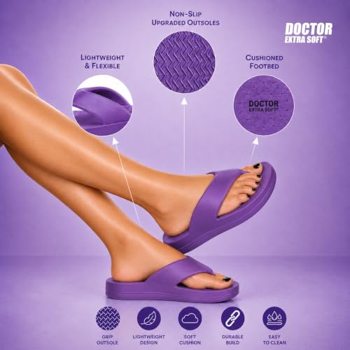 Image of DOCTOR EXTRA SOFT Women's EVA Flip Flop Slippers | Lightweight Cloud Soft Platform Sandals | Thick Cushion Sole, Waterproof Slip-On Thong for Beach, Pool, Indoor & Outdoor Wear D-557