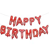COLOURBOW Red Balloons Red Happy Birthday Balloons Banner 16 Inch Happy Birthday Sign Letter Balloons Happy Birthday Balloon for Girls Boys Adults Happy Birthday Decorations and Party Supplies