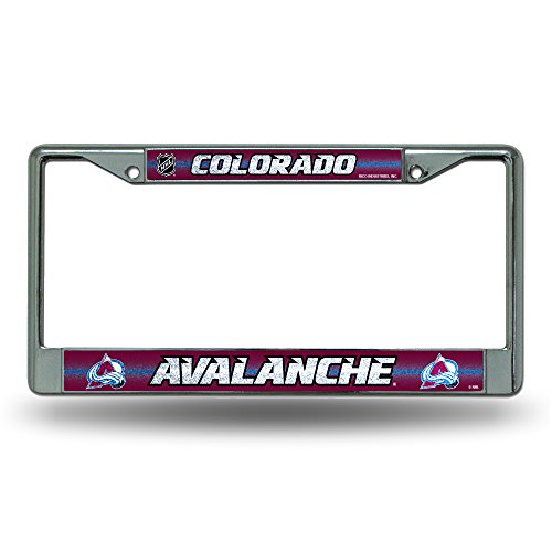 Nhl Rico Industries Bling Chrome License Plate Frame With Glitter Accent, Colorado Avalanche #TOP16