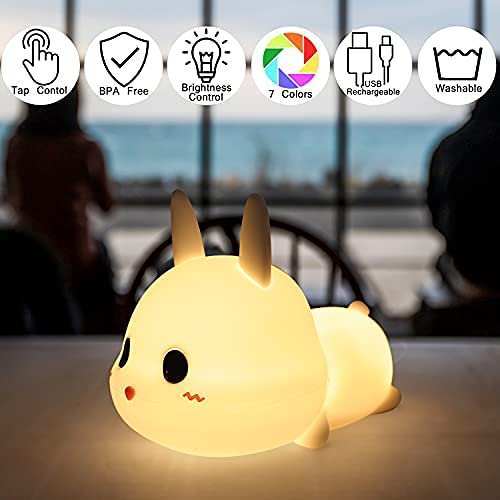 Uroczy króliczek lampka nocna dla dzieci, przenośna lampa ze zwierzętami do sypialni, zmieniające kolor światła z dotykowym sterowaniem, przenośna, bateria