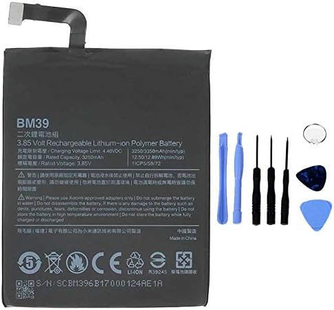 BATTERY COMPATIBLE WITH XIAOMI MI6 M6 BM39 HIGH CAPACITY 3250MAH WITH REMOVAL KIT INCLUDED
