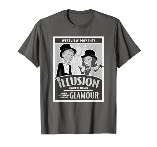 Image of Marvel WandaVision Westview Presents Retro Magician Poster T-Shirt, Men, Asphalt Grey, XX-Large