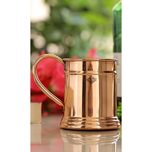 Image of INDIAN ART VILLA Pure Copper Large Beer /Cocktail Mug Cup, Barware, 600 ML