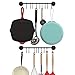 WALLNITURE Kitchen Cookware Organizer Rod with Hooks Painted Steel Black 16 Inch Set of 2