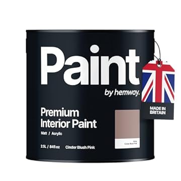 Hemway - Premium Interior Paint - Cinder Blush Pink 2.5 L | Indoor Matt Finish, Acrylic & Water-Based Emulsion | Quick Dry & High Coverage for the Kitchen, Bathroom & Bedroom