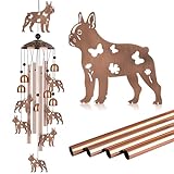 Boston Terrier Wind Chimes, Boston Terrier Gifts for Dog Lovers Women Men, Dog Metal Windchimes, Outdoor Memorial Housewarming Birthday Gifts, Patio Décor