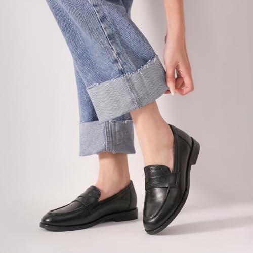Image of BEAU TODAY Womens Leather Penny Loafers, Slip On Loafer Flats | Premium Sheepskin Upper, Pigskin Lined and Cowhide Insole for All Day Comfort, Non-slip Rubber Sole, Office or Casual Wear