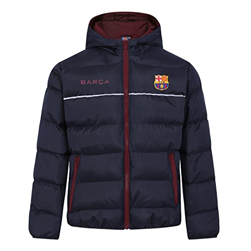 FC Barcelona Boys Quilted Jacket Hooded Winter Coat Official Gift Navy 4-5 Years