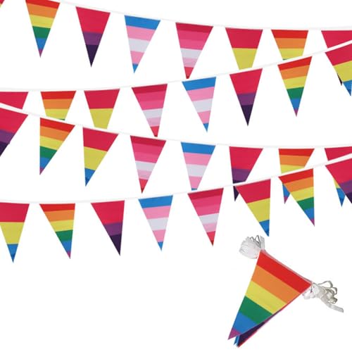 ACTOYS Drapeau Arc-en-Ciel, Rainbow Flag Gay Pride, Drapeau Fierté LGBT, Guirlande Fanions Arc en Ciel aux Intempéries, Gay Pride Drapeau, Décoration de Défilé Gay, Célébration Fête 8 Mètres