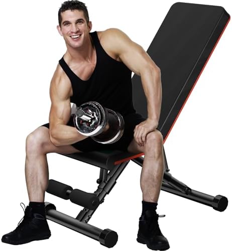 Sweetcrispy Adjustable Weight Bench for Home Gym, Foldable Inclin...