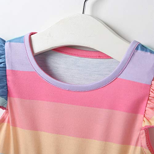 NUOBESTY Vestido infantil sem mangas com listras de arco-íris 120 cm
