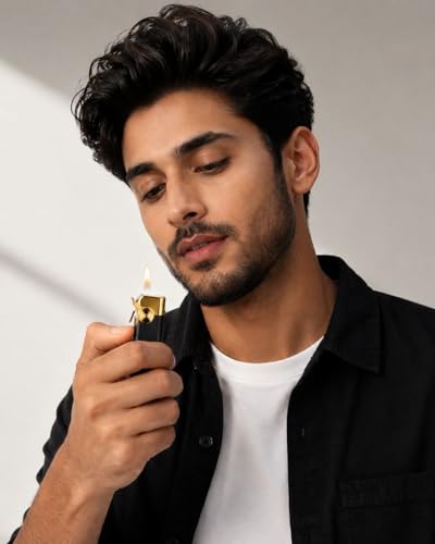Image of This refillable Pocket Lighter is Crafted with a Durable Plastic Body and Designed for Reliable Ignition Even in Windy Conditions. Operating on Oil Fuel (Classy Black)